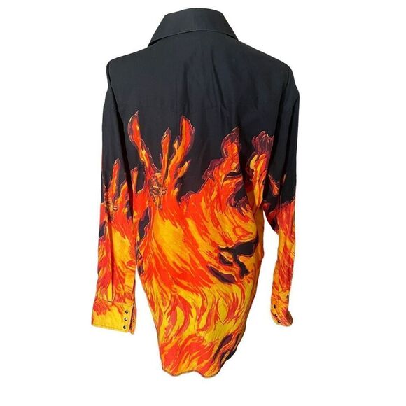 Wrangler Men's Western Bull Flame Vintage Long Sleeve Button-Down Shirt Large - Picture 2 of 11
